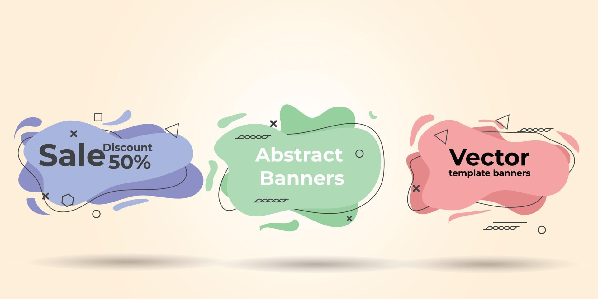 conjunto de formas abstractas pastel de colores líquidos geométricos. se puede usar como fondo en el sitio web o en las aplicaciones móviles. plantilla lista para usar en diseño web o de impresión vector