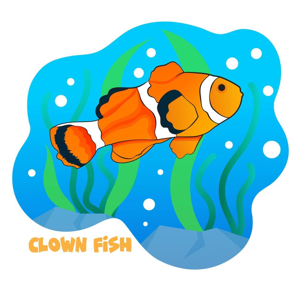 illustration exotic clown fish vector for child's lesson or addition to coloring books