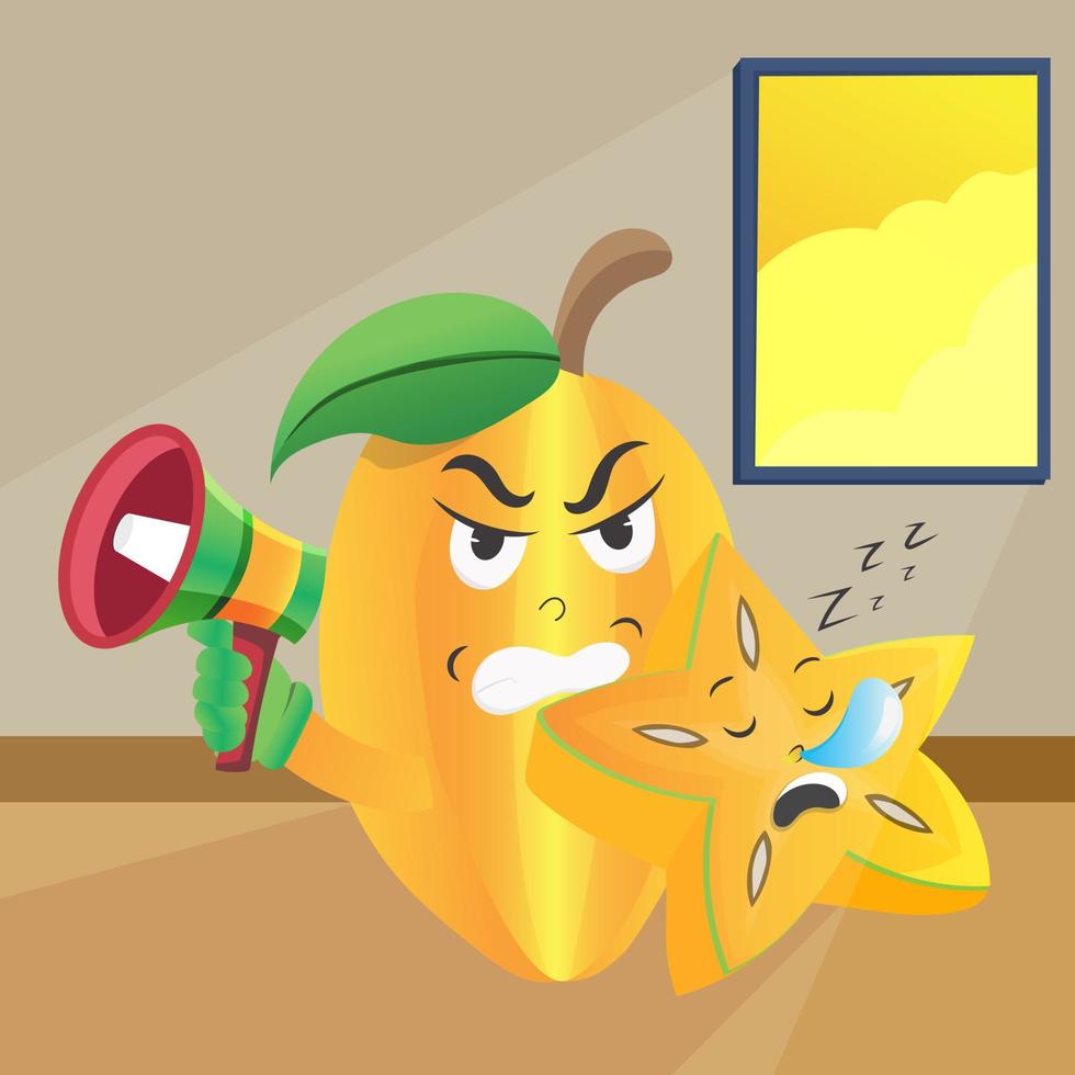 Star fruit mascot illustration sleeping and angry. great design for t-shirt design and screen printing as well as for storybook covers vector