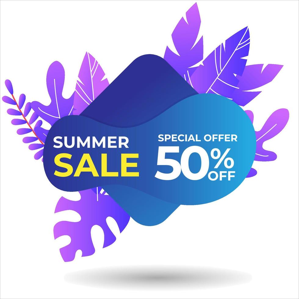 Summer sale poster with color tropical leaves Vector Image