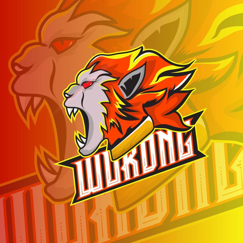diseño de logotipo de esport de mascota de cabeza de rey mono wukong vector