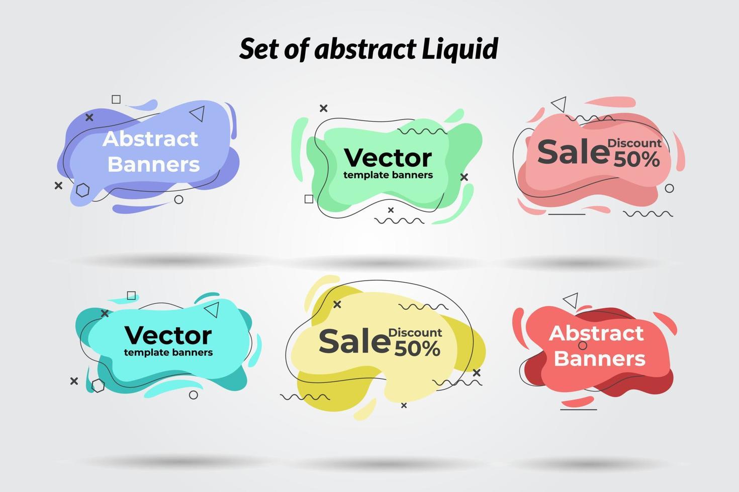 set of abstract liquid Geometric liquid colorful pastel abstract shapes set. Can use for background on website or mobile apps. Template ready for use in web or print design vector