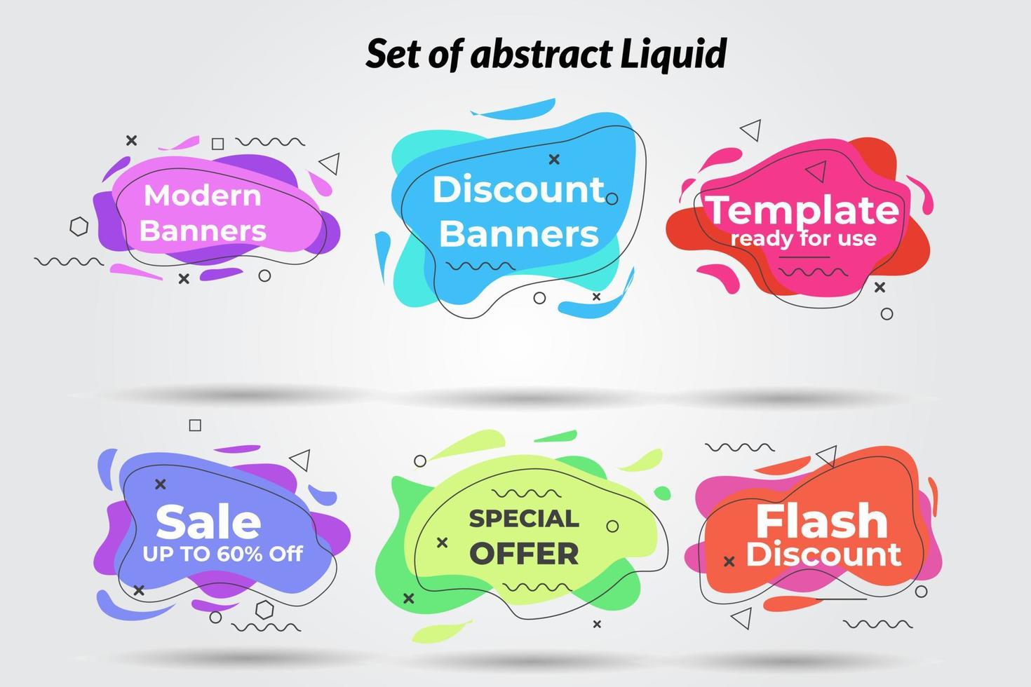 set of abstract liquid Geometric liquid colorful pastel abstract shapes set. Can use for background on website or mobile apps. Template ready for use in web or print design vector