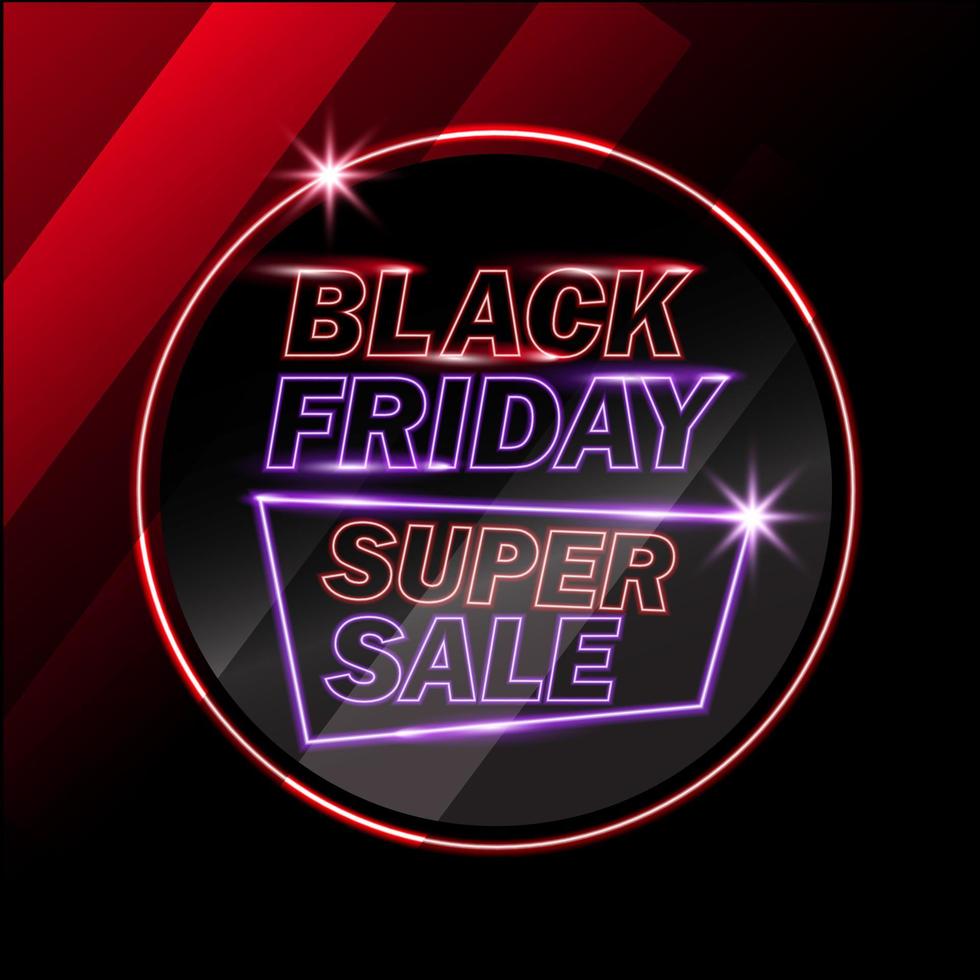 neon Design Black friday sale banner template for promotion on social media and website vector