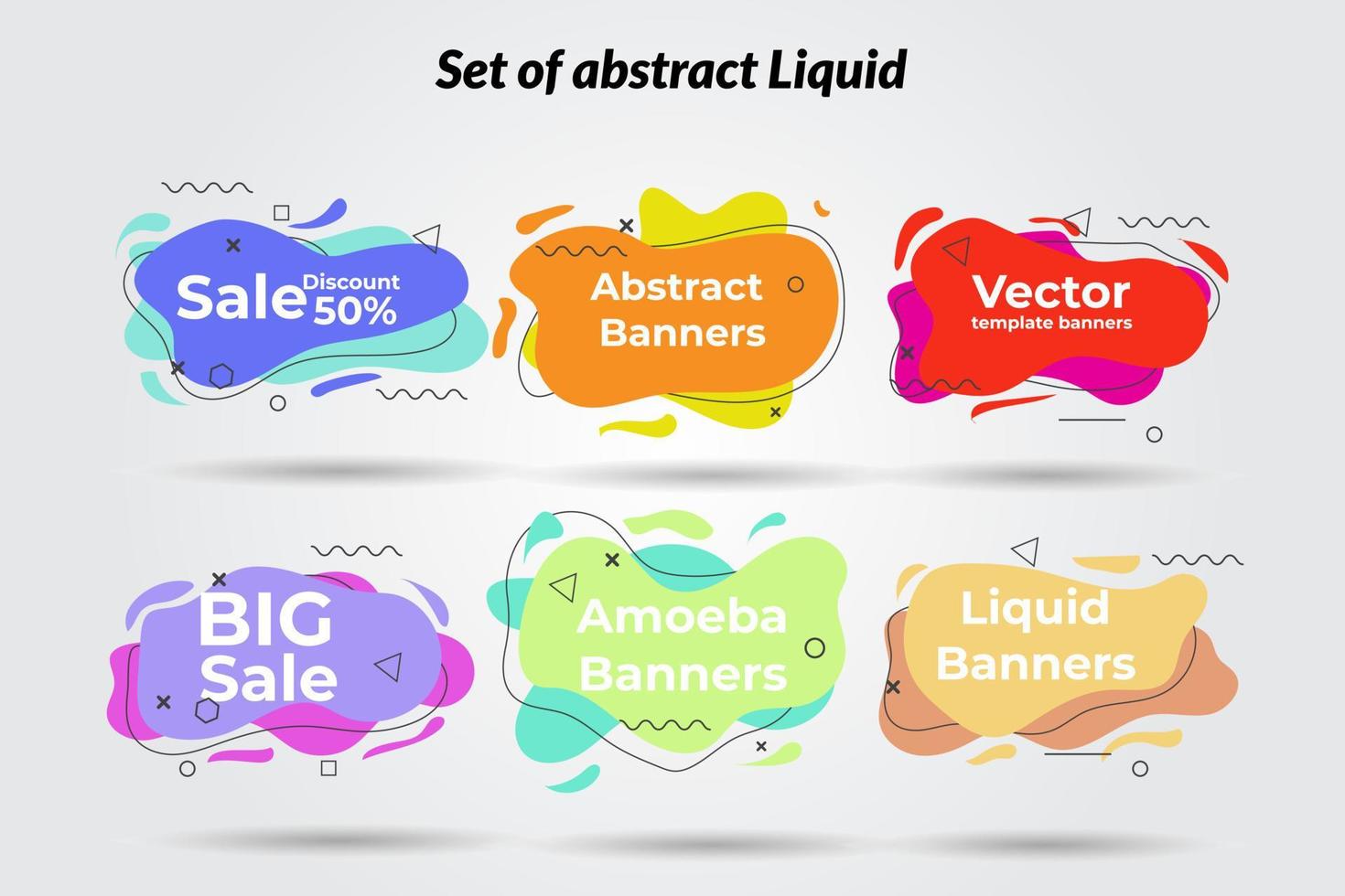 set of abstract liquid Geometric liquid colorful pastel abstract shapes set. Can use for background on website or mobile apps. Template ready for use in web or print design vector