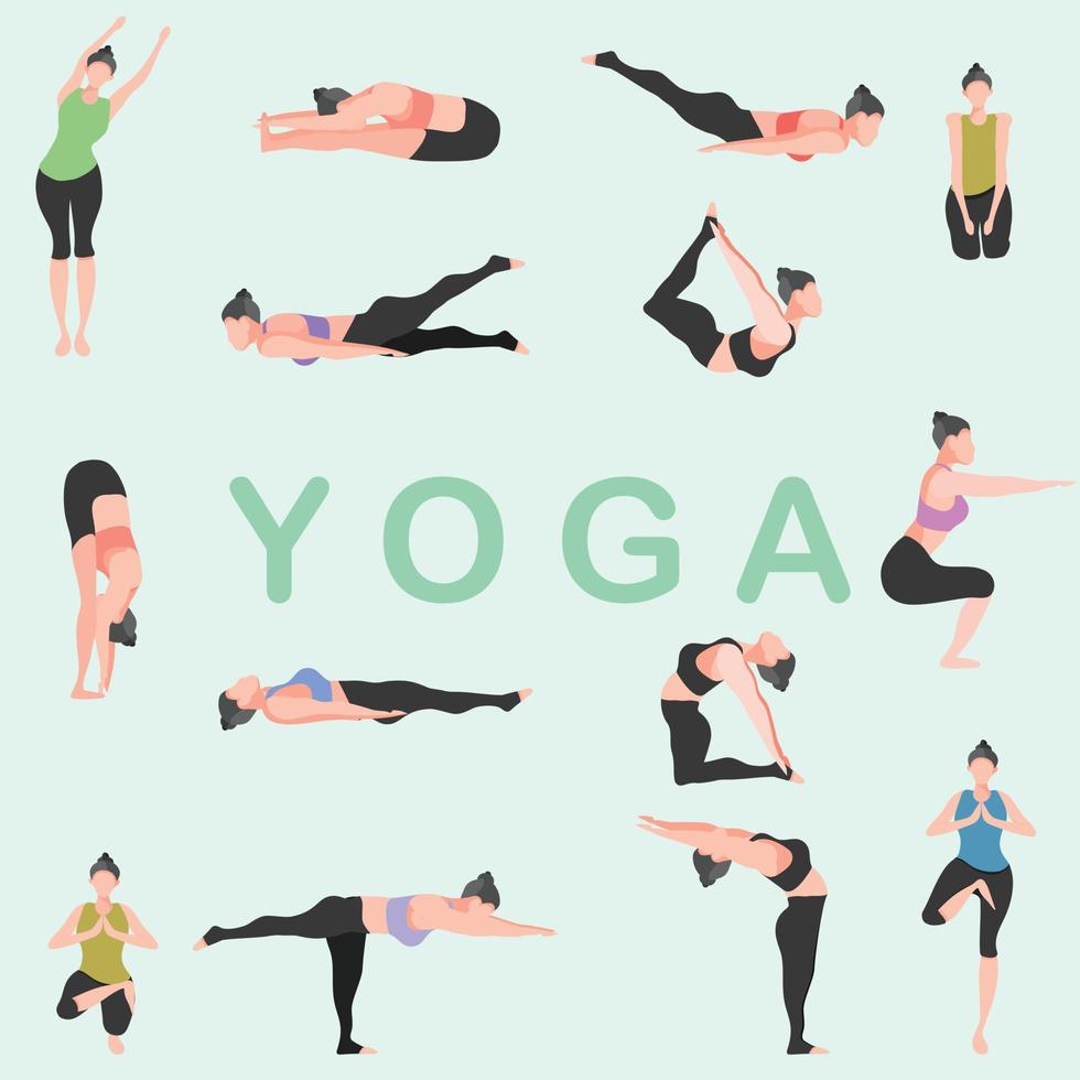 pose de yoga fitness chica gimnasio energía ilustración vectorial vector