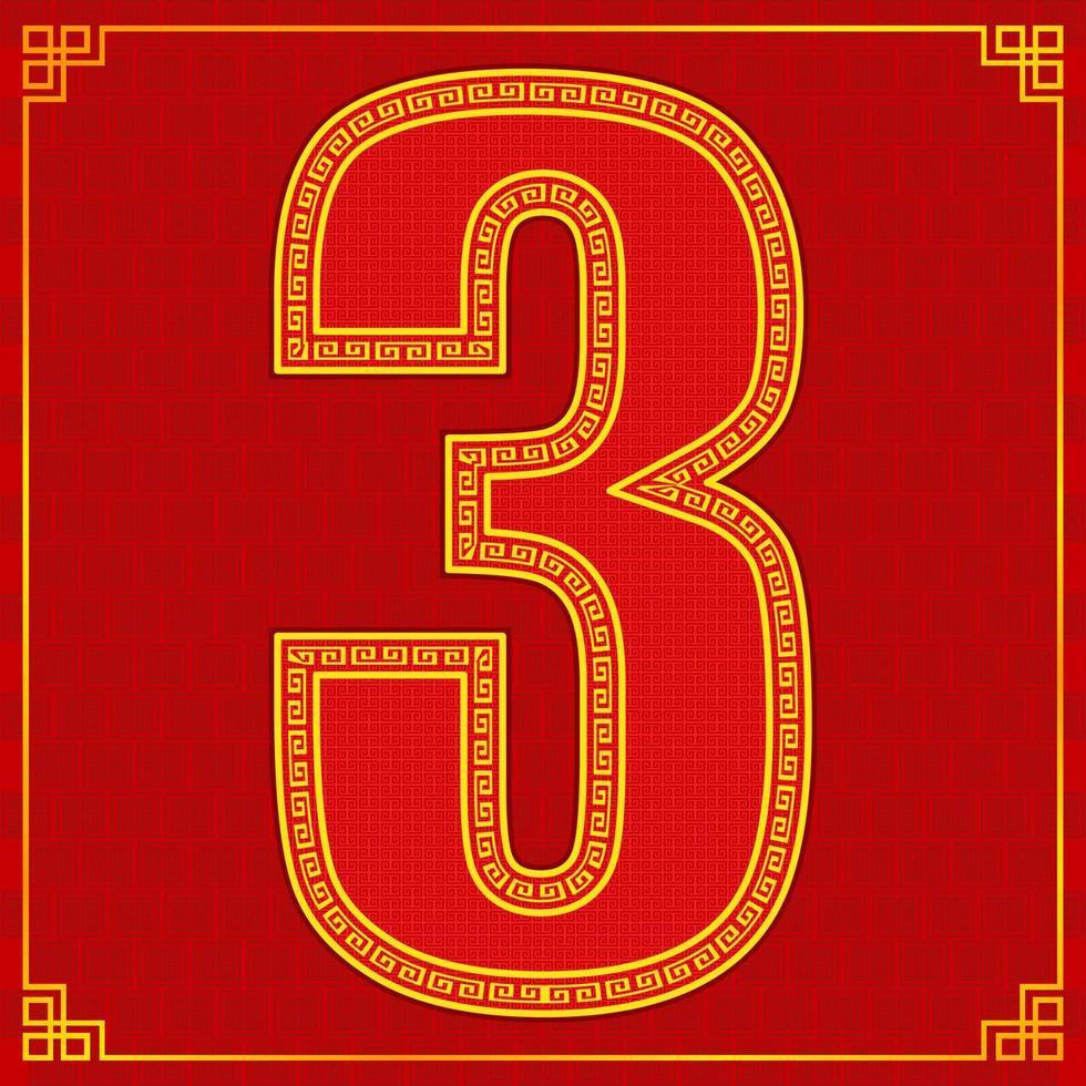 3 three lucky number happy chinese new year style. vector illustration eps10