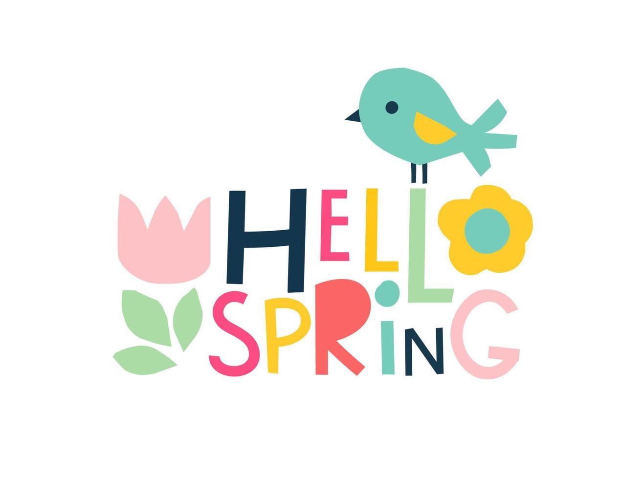 lindas letras hola primavera en un estilo moderno. texto de bienvenida vectorial vector