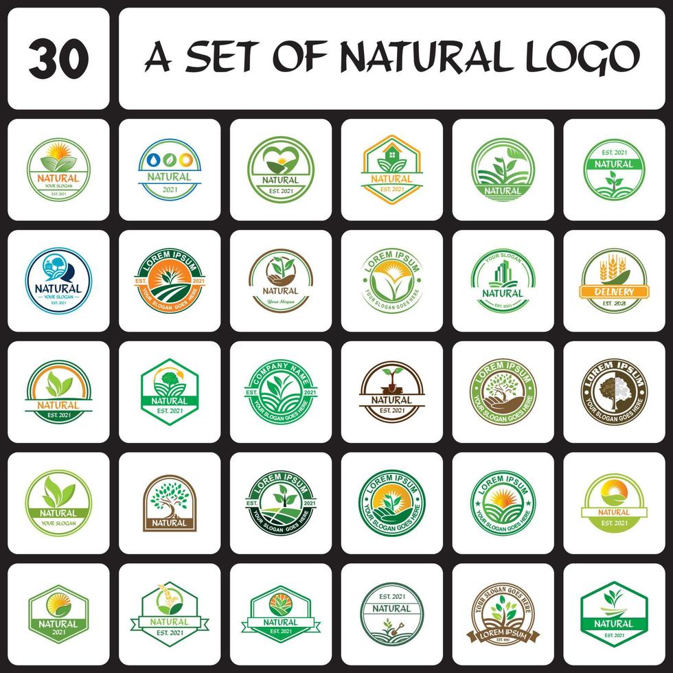 un conjunto de logotipos agrícolas, un conjunto de logotipos naturales vector