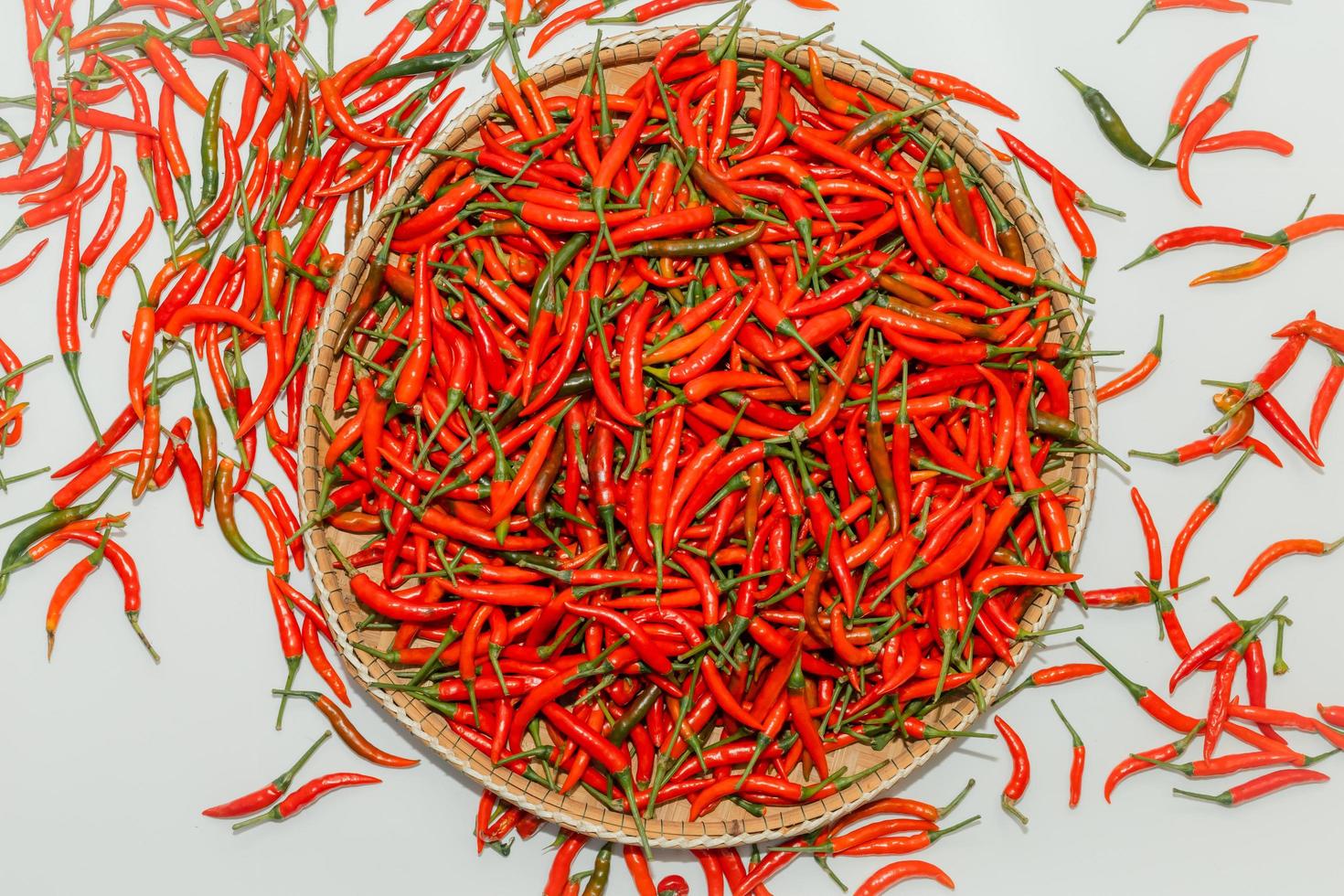 Organic fresh red chili flakes with Thai spices. photo