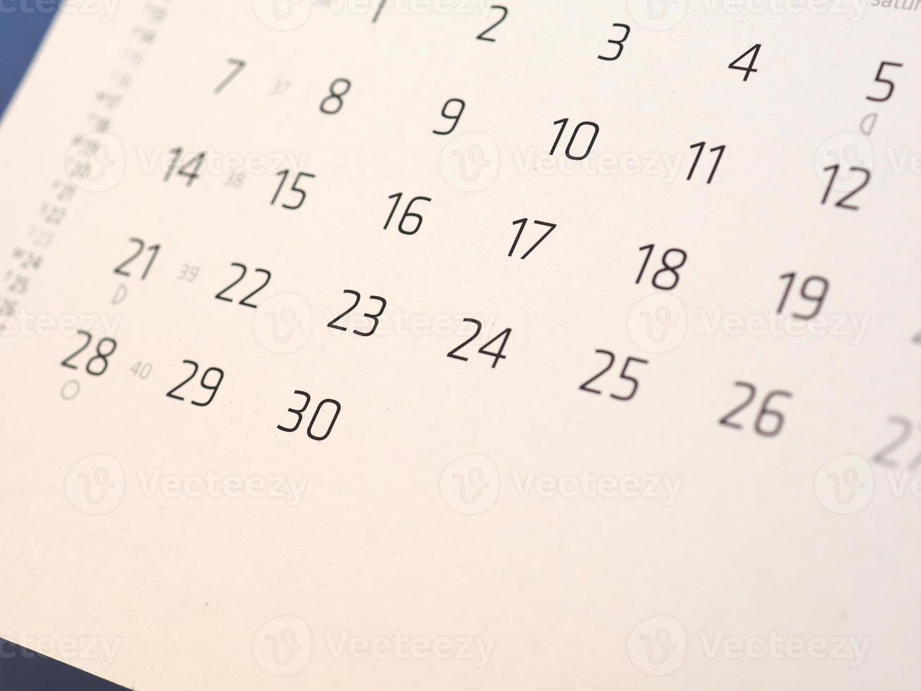 detalle de la página del calendario foto