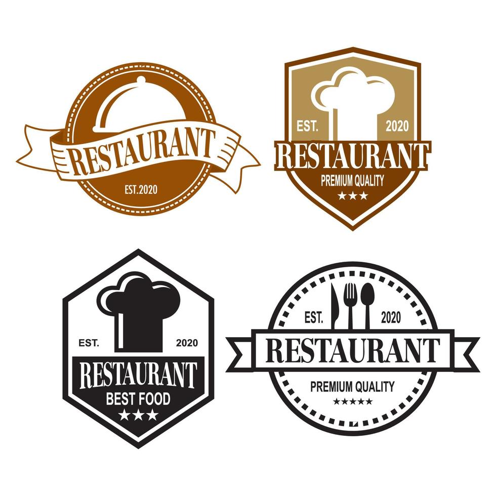 un conjunto de vectores de chef, un conjunto de logotipos de restaurantes