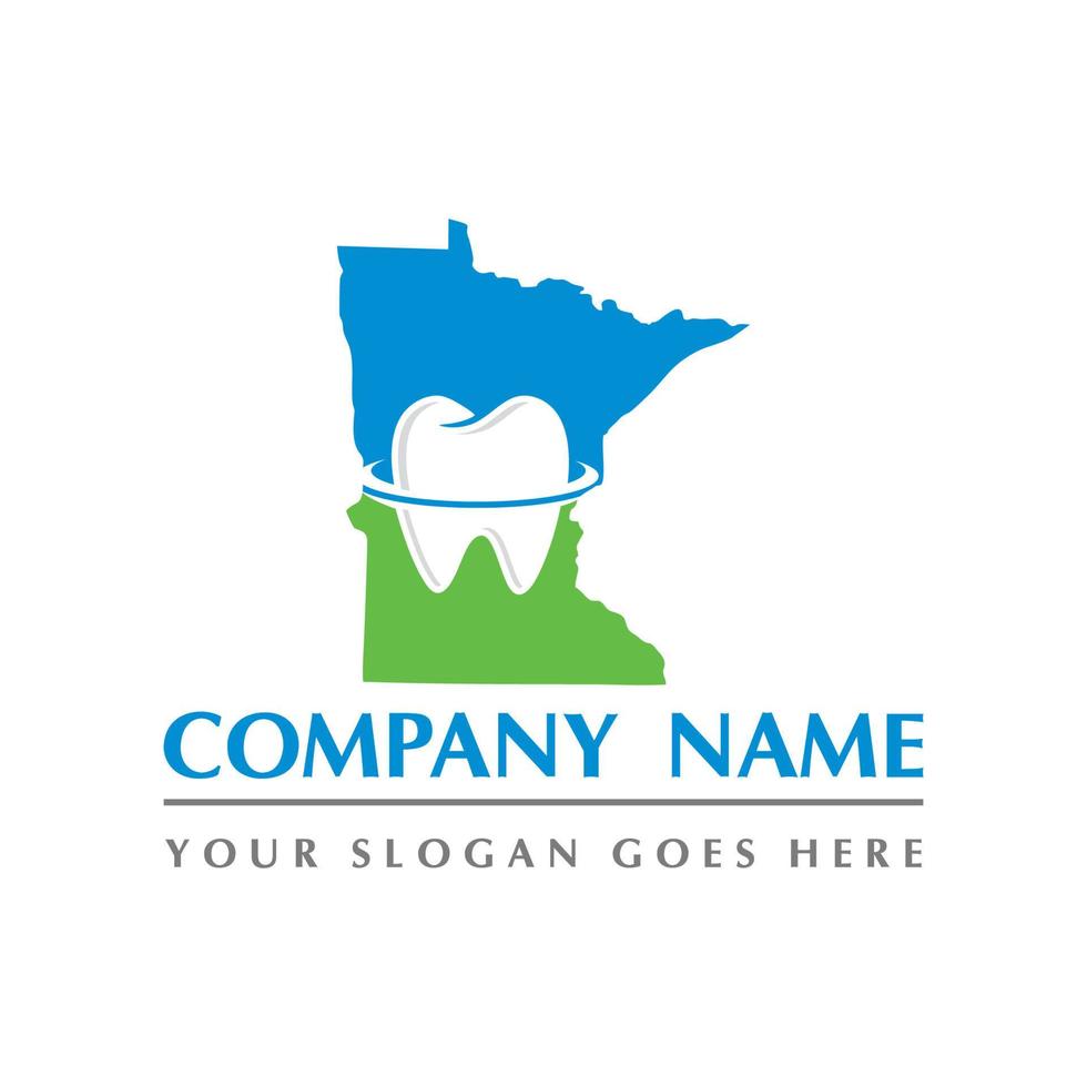 minnesota map and teeth dental care symbol logo vector