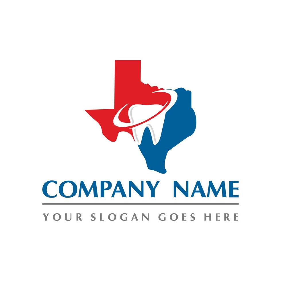 texas map and teeth dental care symbol logo vector