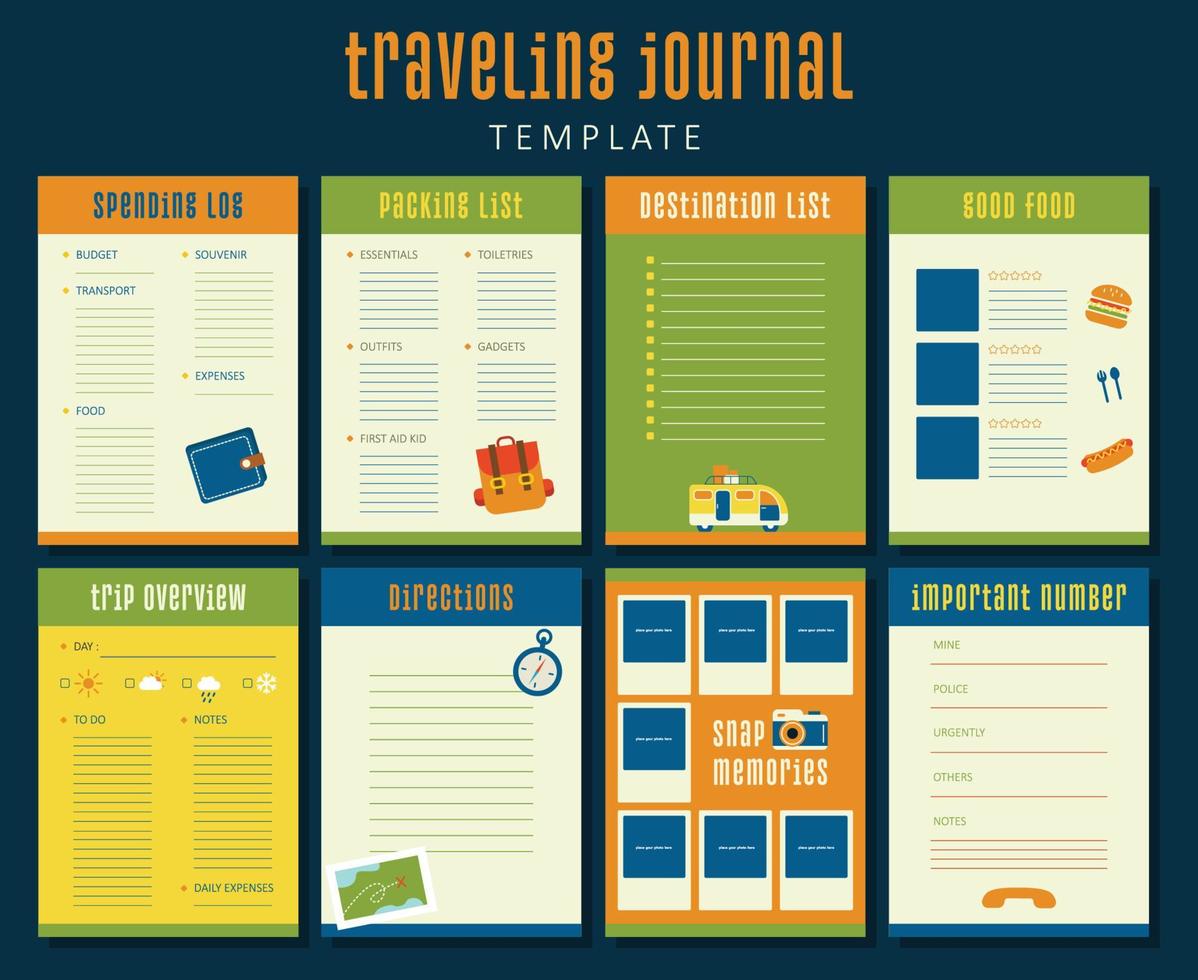 Traveling Journal Template vector