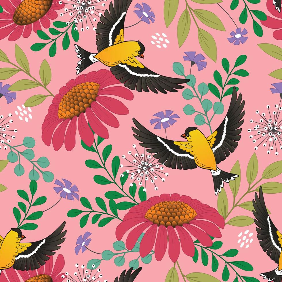 Seamless Spring Bird Pattern vector