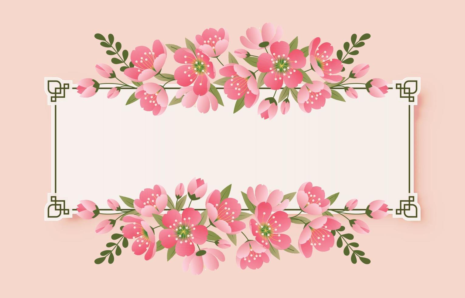 Flat Cherry Blossom Frame Background vector