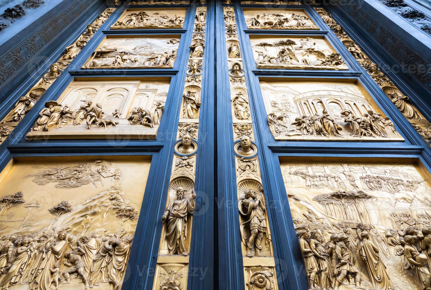 Florence Gate of Paradise main old door of the Baptistry of Florence - Battistero di San Giovanni - located in front of the Cathedral photo