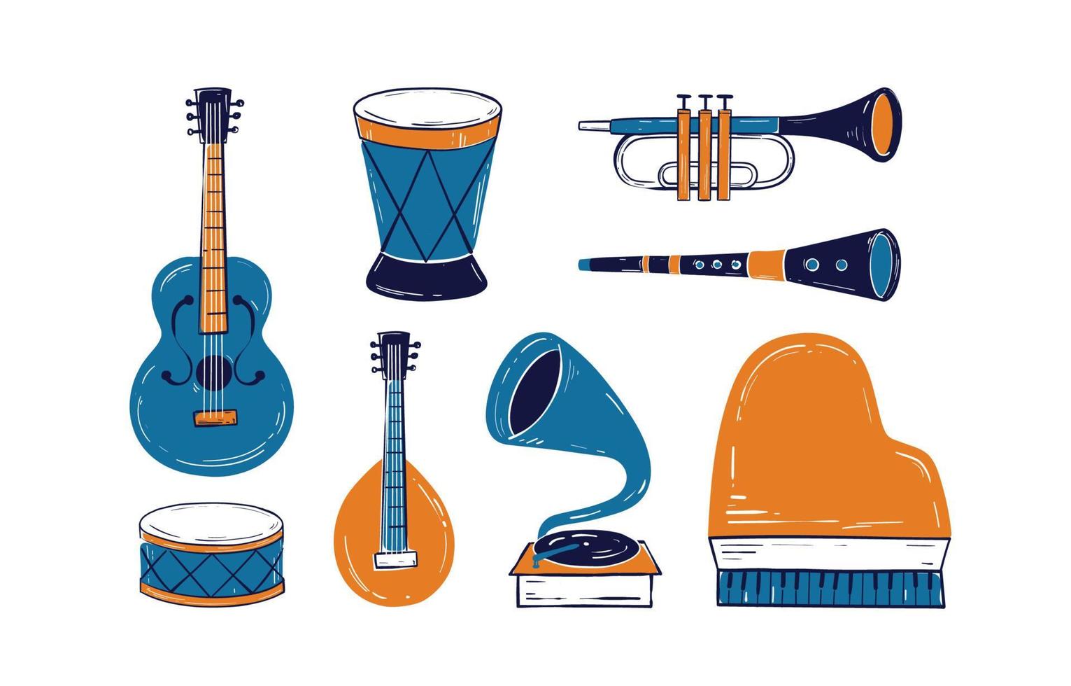 conjunto de iconos de música de jazz dibujado a mano vector