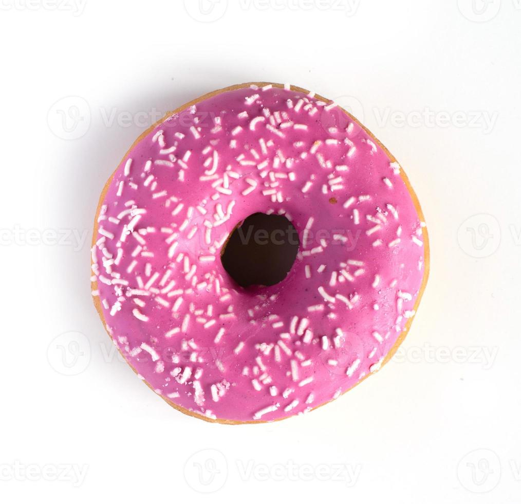 Pink donut isolated photo