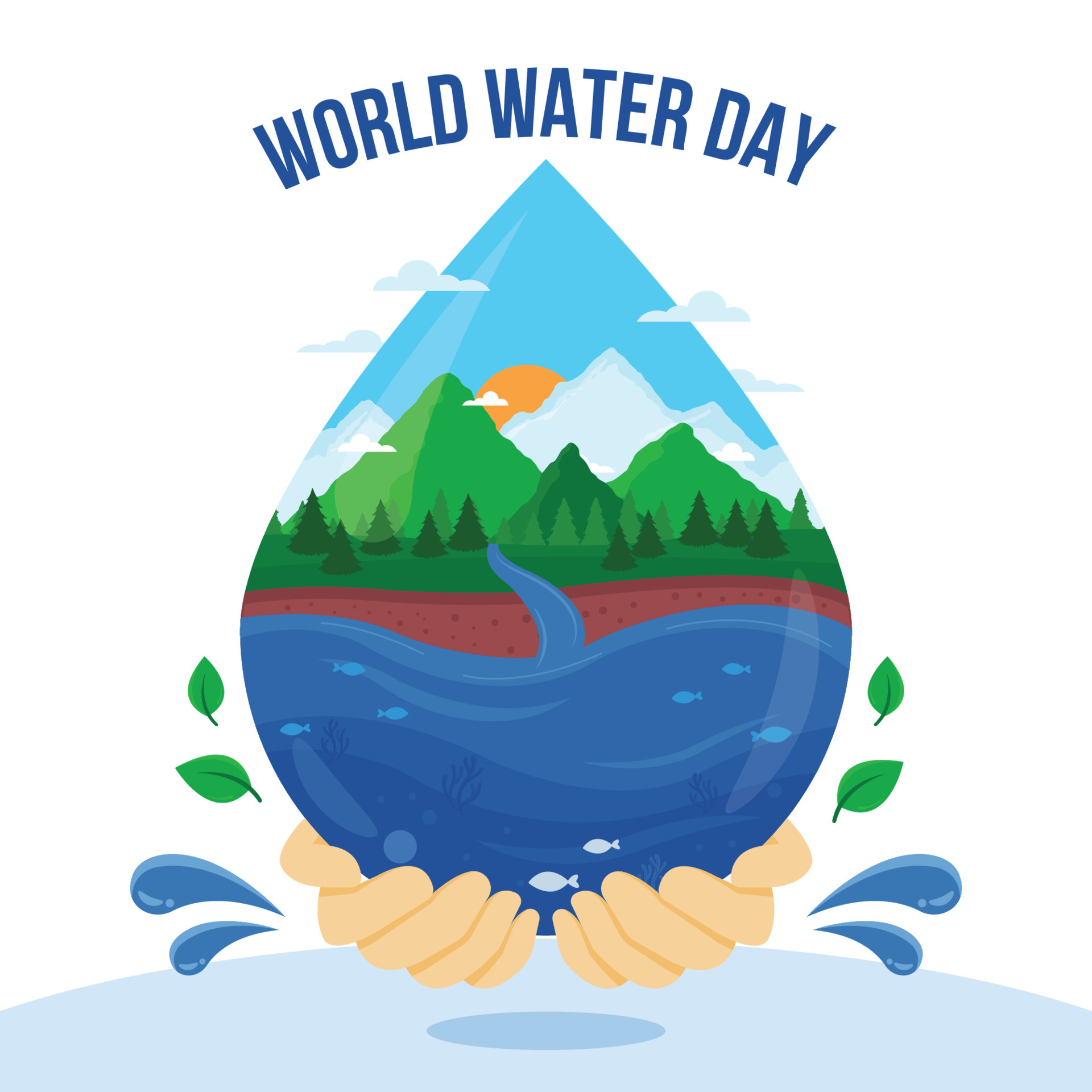 Hands Holding Teardrop Symbolizing Water Scarcity Prevention 5372289