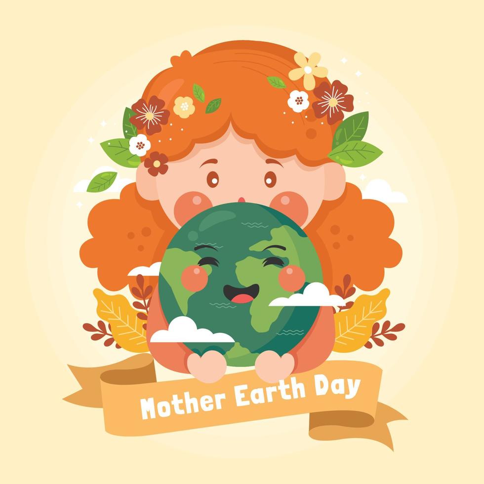 Ginger Haired Mother Earth Protects Us vector