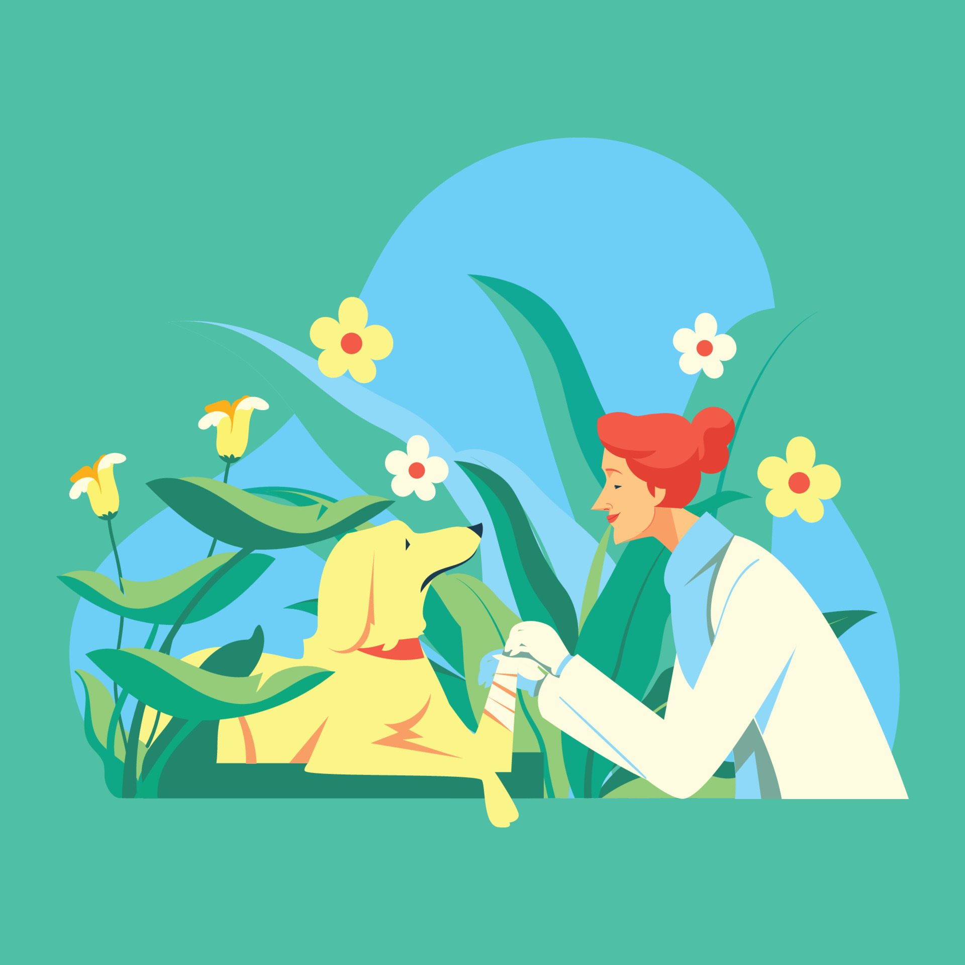vets-treating-an-injuried-dog-foot-5372308-vector-art-at-vecteezy