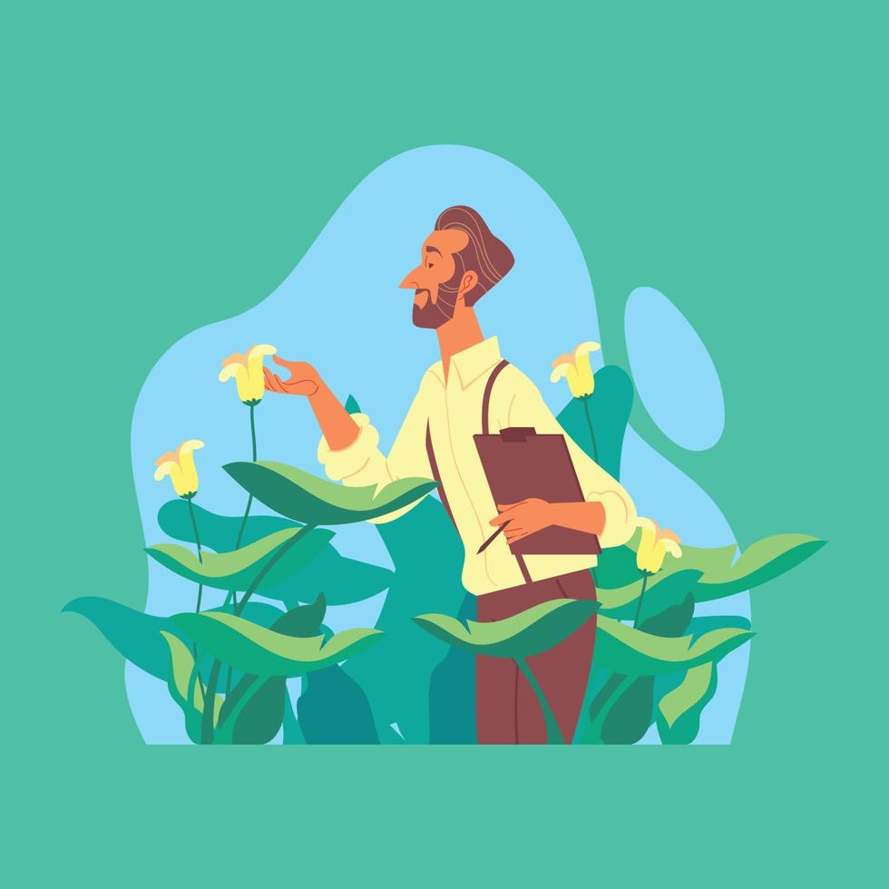 Botanist in The Botanical Garden vector