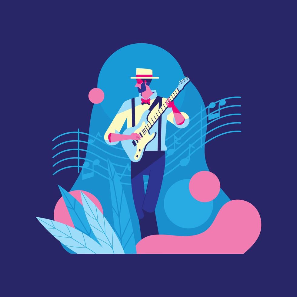 Jazz Guitarist Performing vector