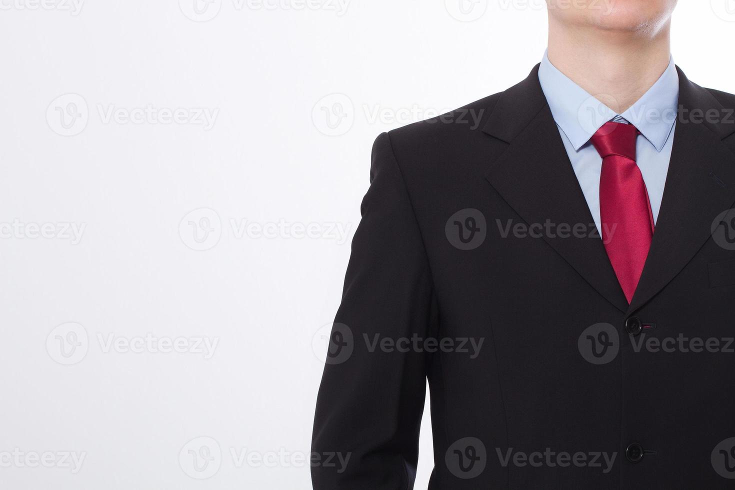 Close up handsome man in elegant suit isolated on white background. Businessman and business concept. Copy space and mock up photo