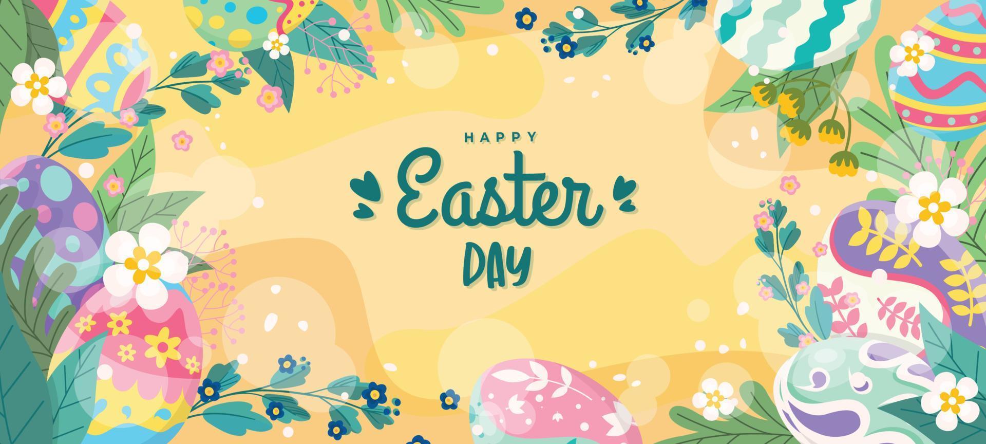 Easter Egg Template with Floral Theme vector