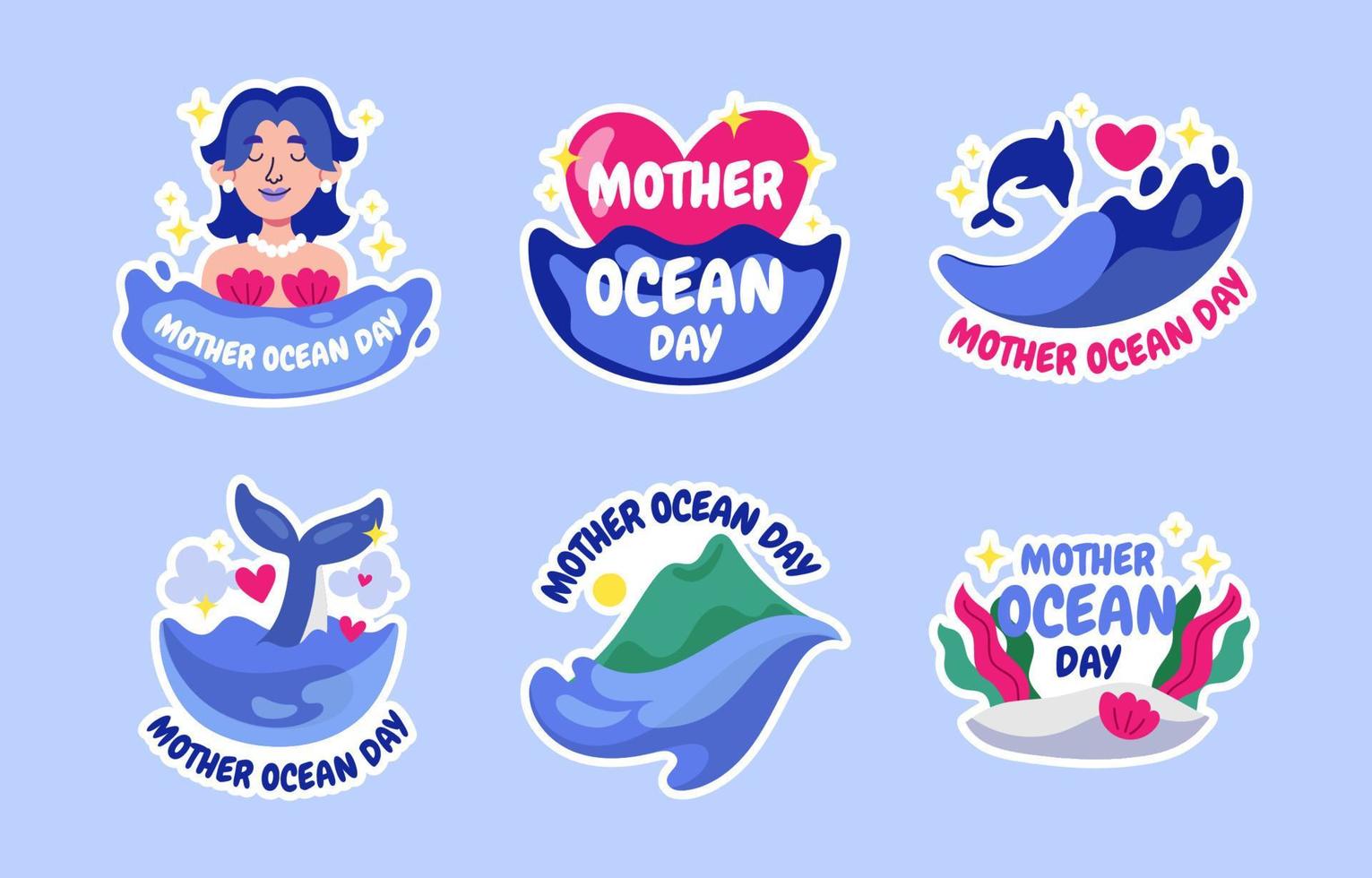 Mother Ocean Sticker Pack vector