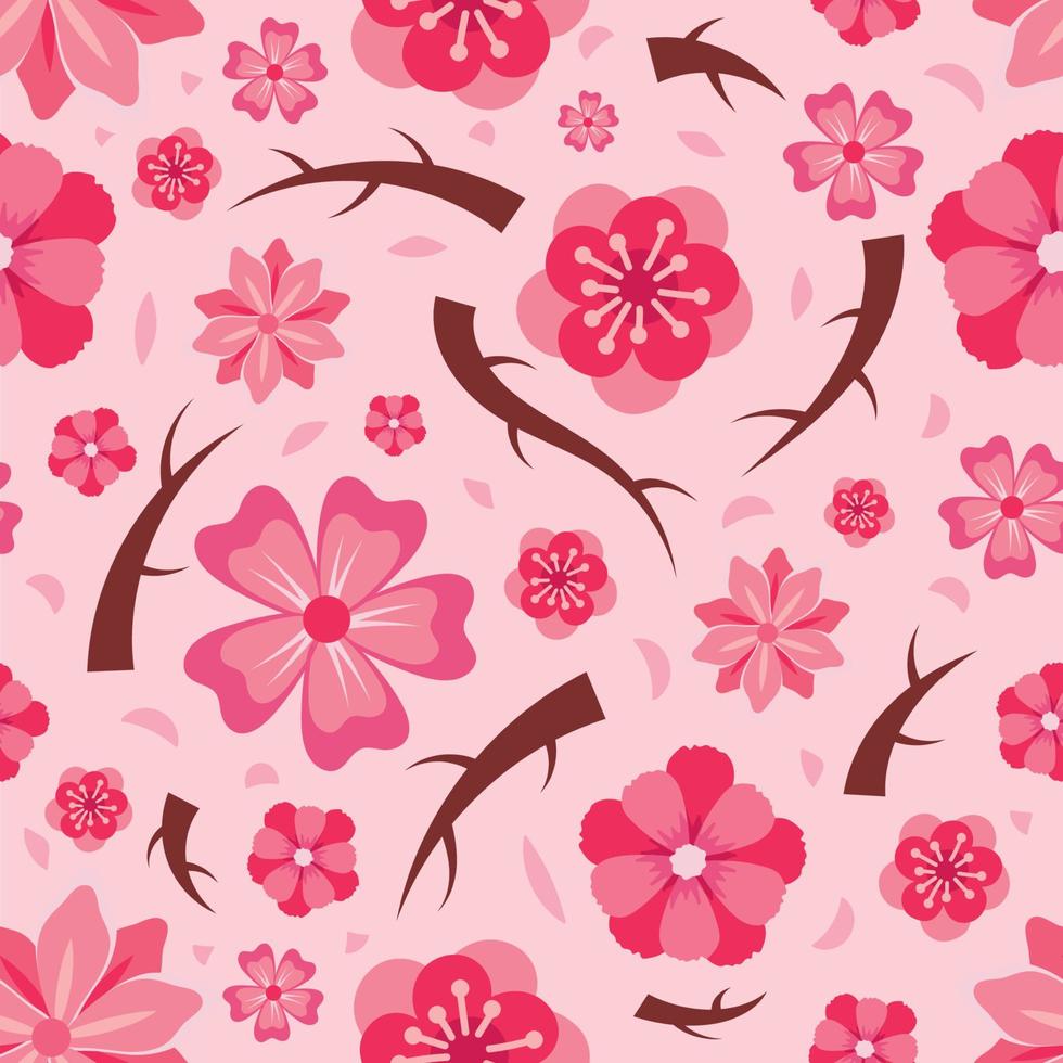 Abstract Cherry Blossom Seamless Pattern vector