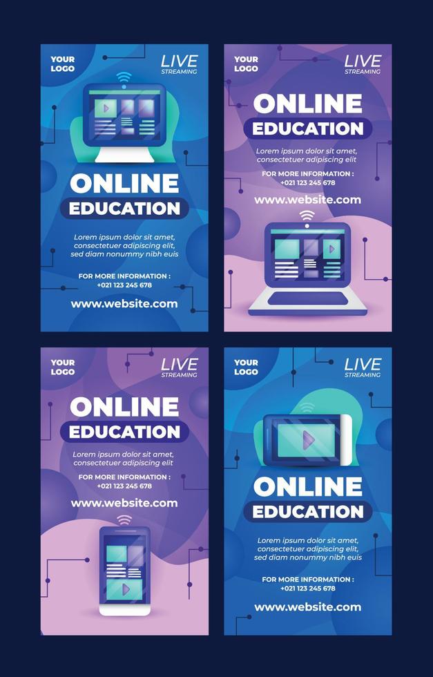 Online Education Social Media Post Template Set vector