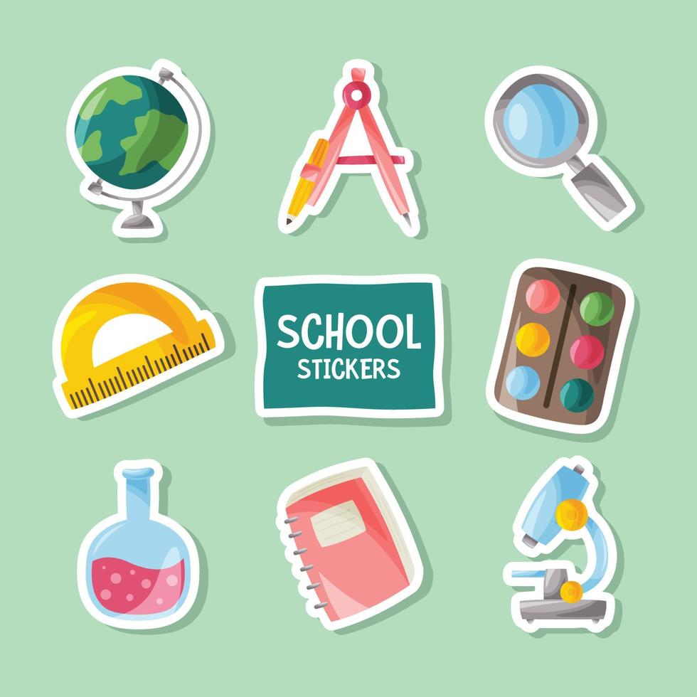 School Element Colorful Doodle Stickers Collection vector