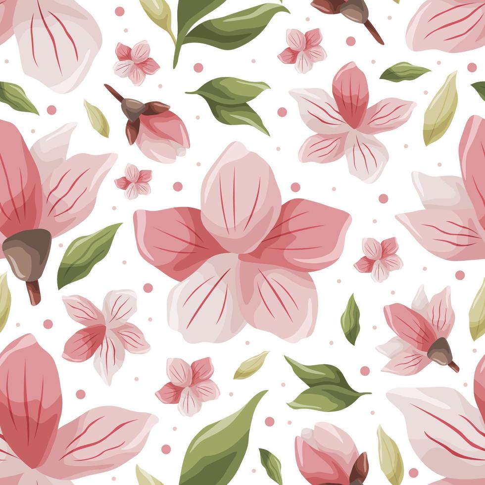 Cherry Blossom BLooming FLower Seamless Pattern vector