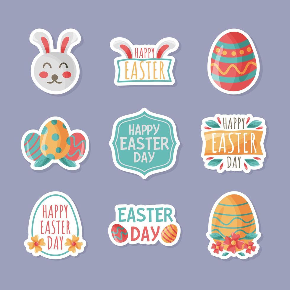 Happy Easter Doodle Egg Element Stickers Collection vector