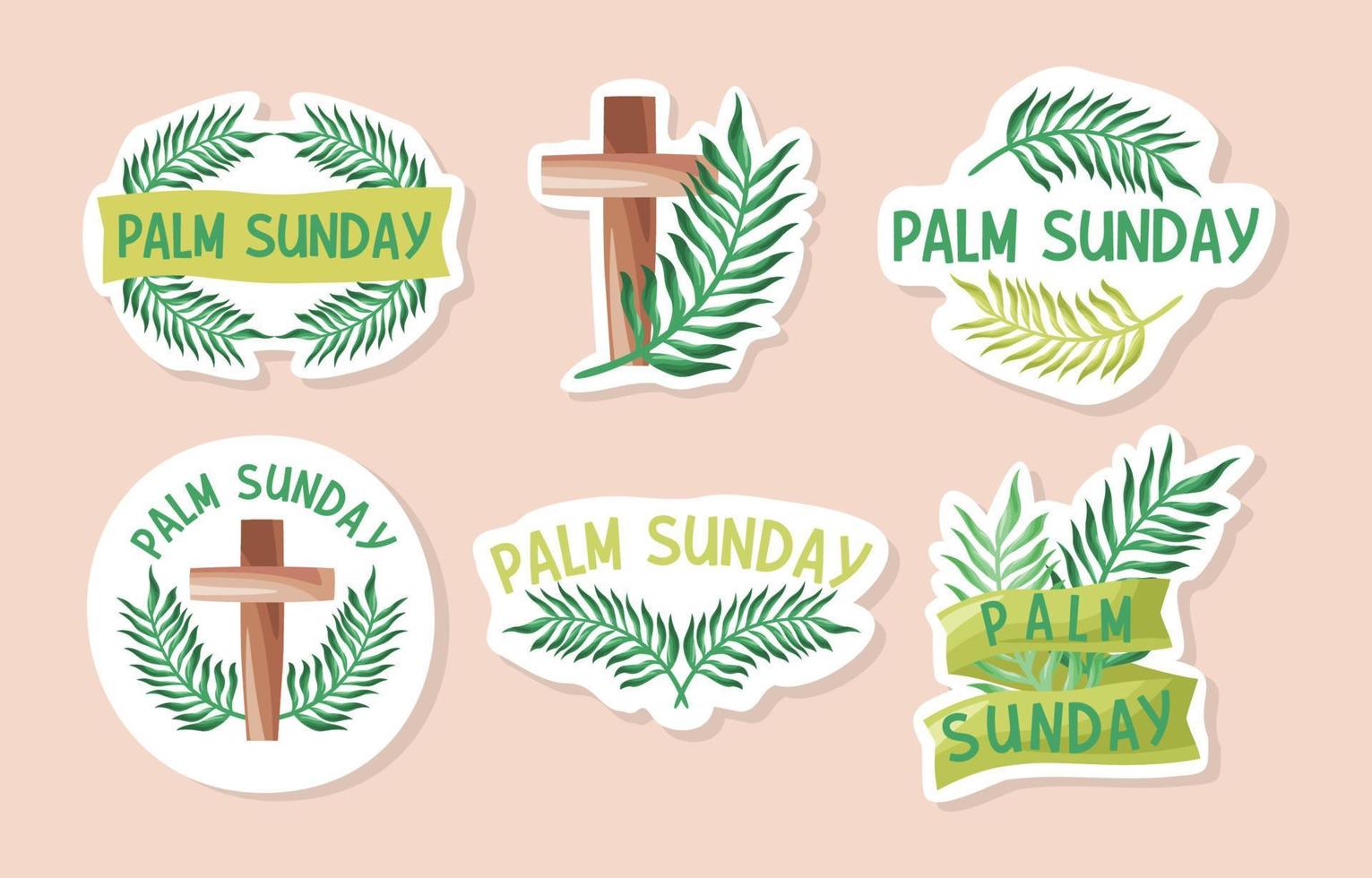 Palm Sunday Doodle Stickers Collection vector