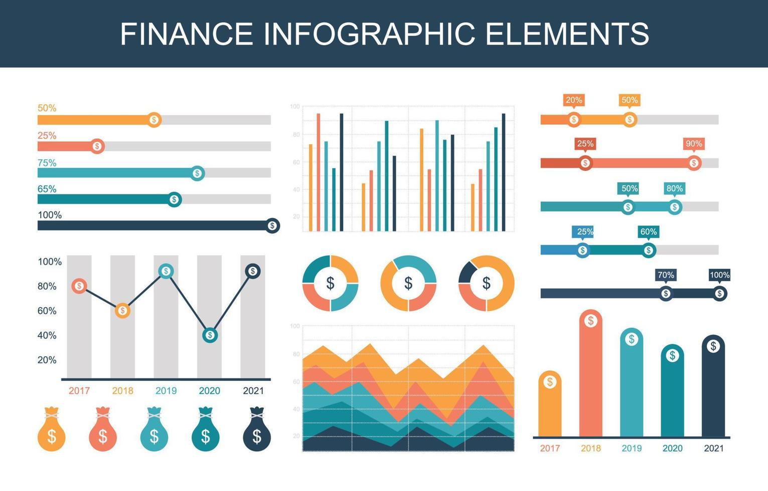 paquete de elementos infográficos financieros vector