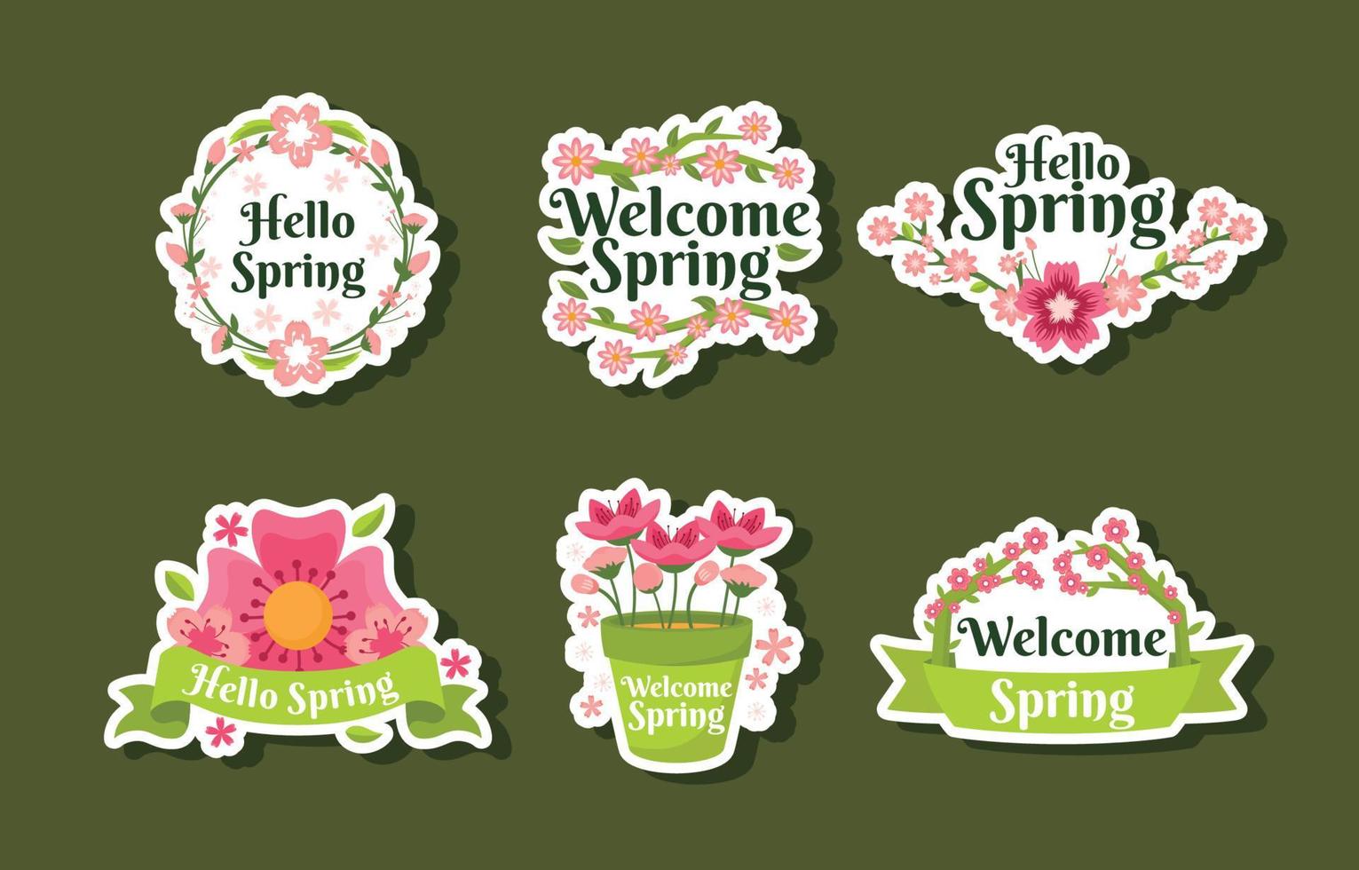 conjunto de pegatinas florales de primavera vector