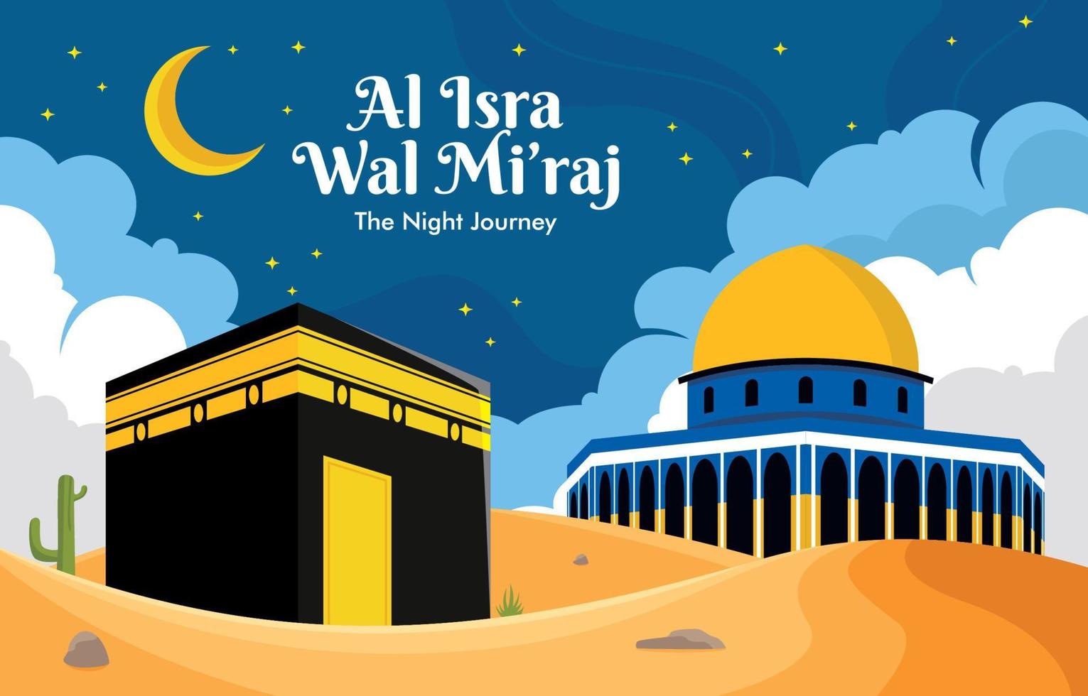 Celebrating Isra Miraj the Night Journey Background vector