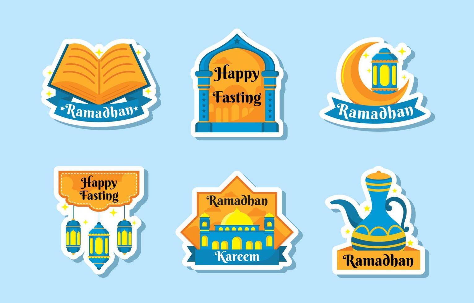 Ramadhan Month Sticker Set vector