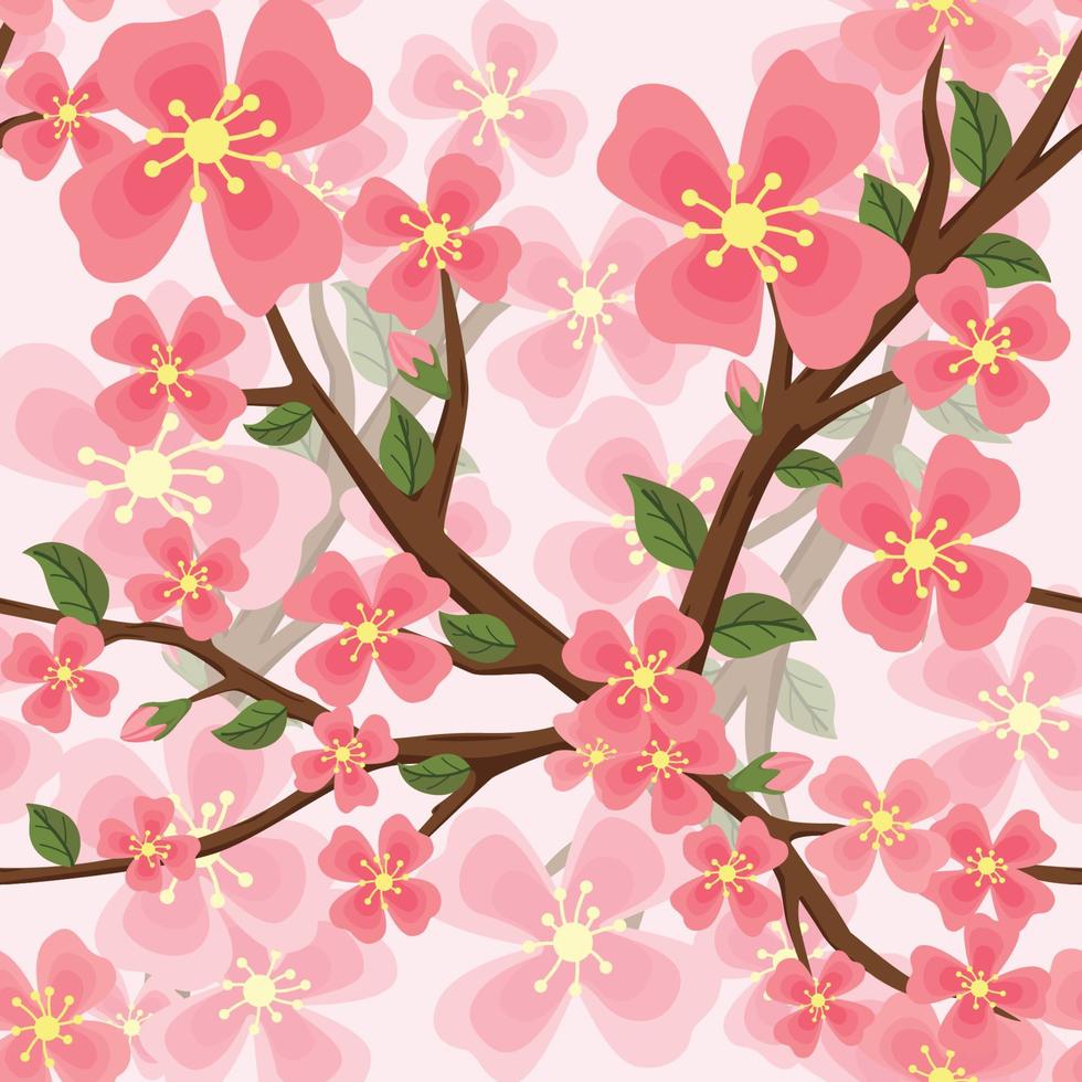 Cherry Blossom Spring Flower Seamless Pattern vector