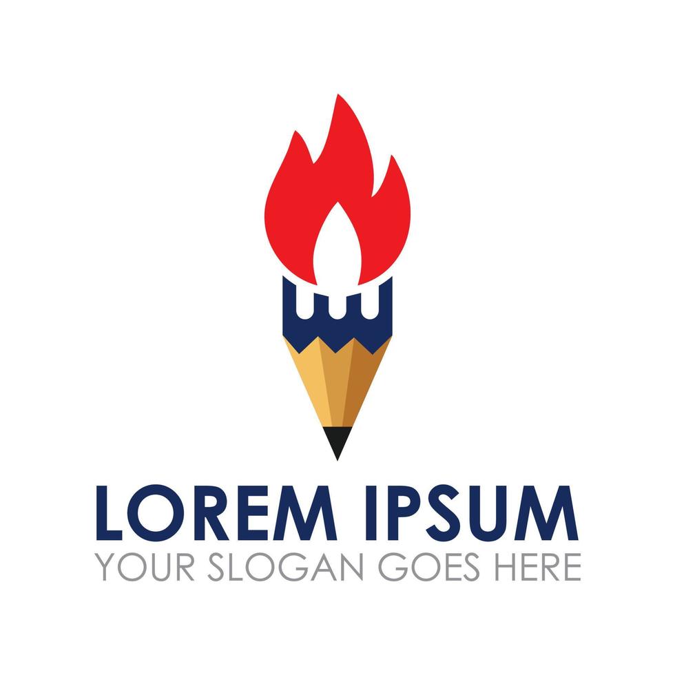 pen fire vector , education logo