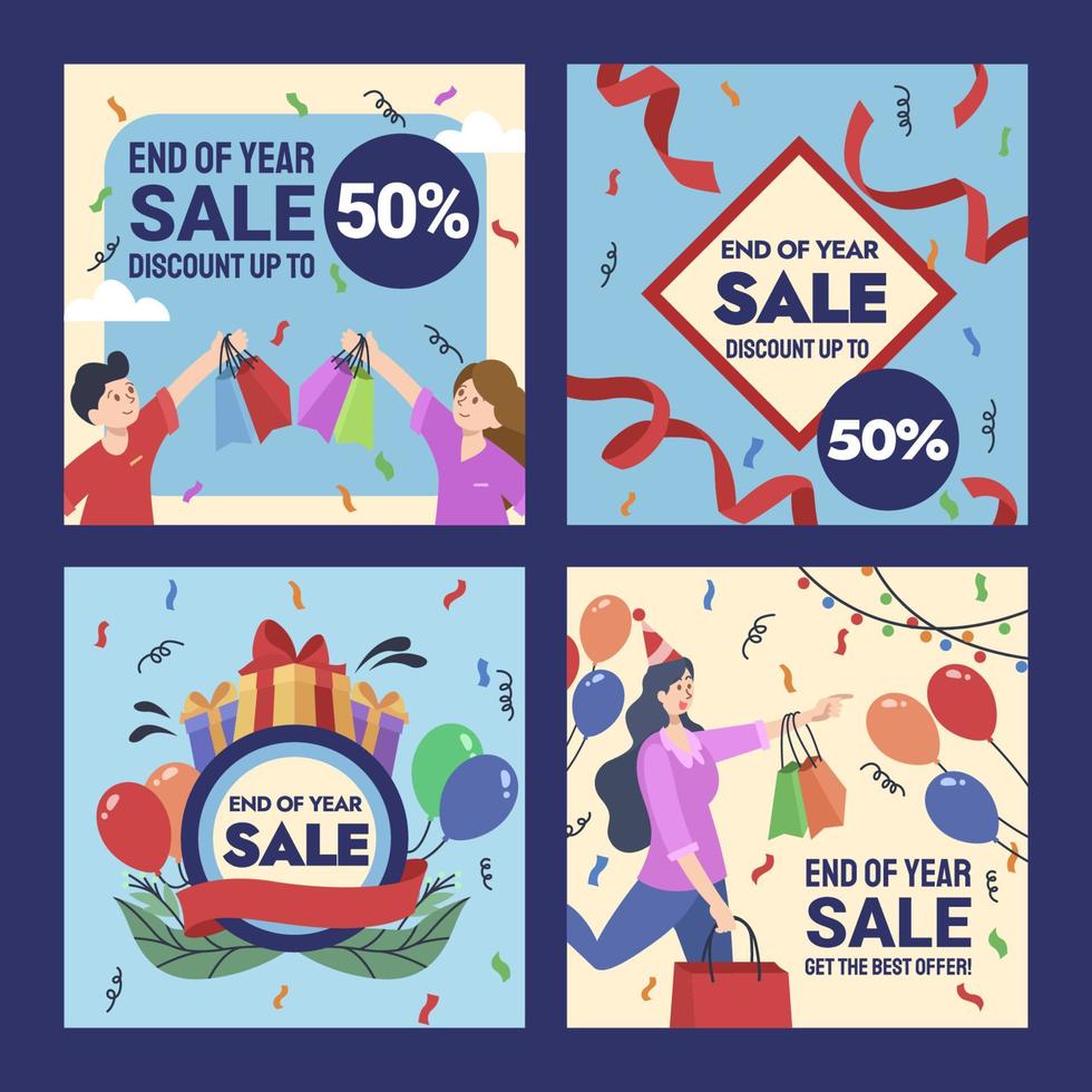 End of Year Sale Social Media Post vector