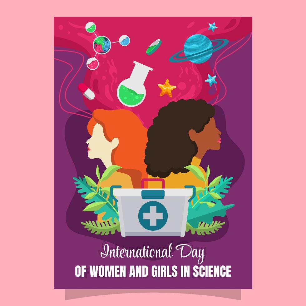 cartel del día internacional de la mujer y la niña en la ciencia vector