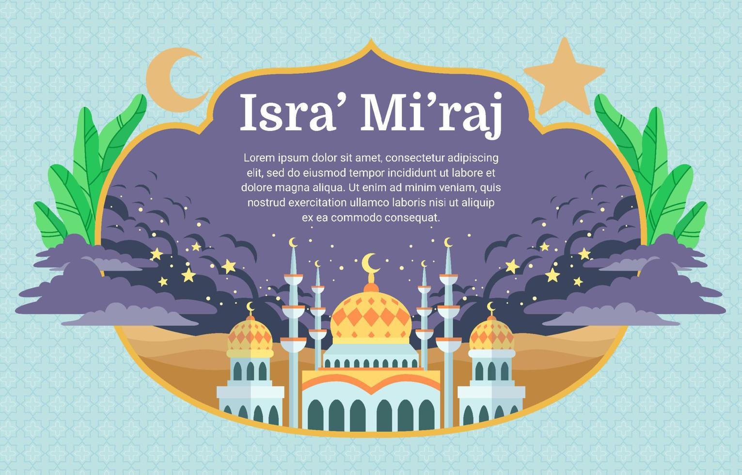 Isra Miraj Islamic Remembrance Celebration Mosque Background vector