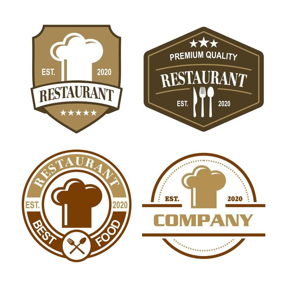 un conjunto de vectores de chef, un conjunto de logotipos de restaurantes