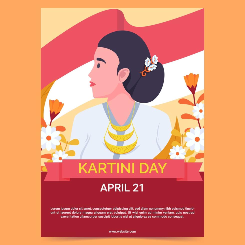 cartel del día de kartini vector