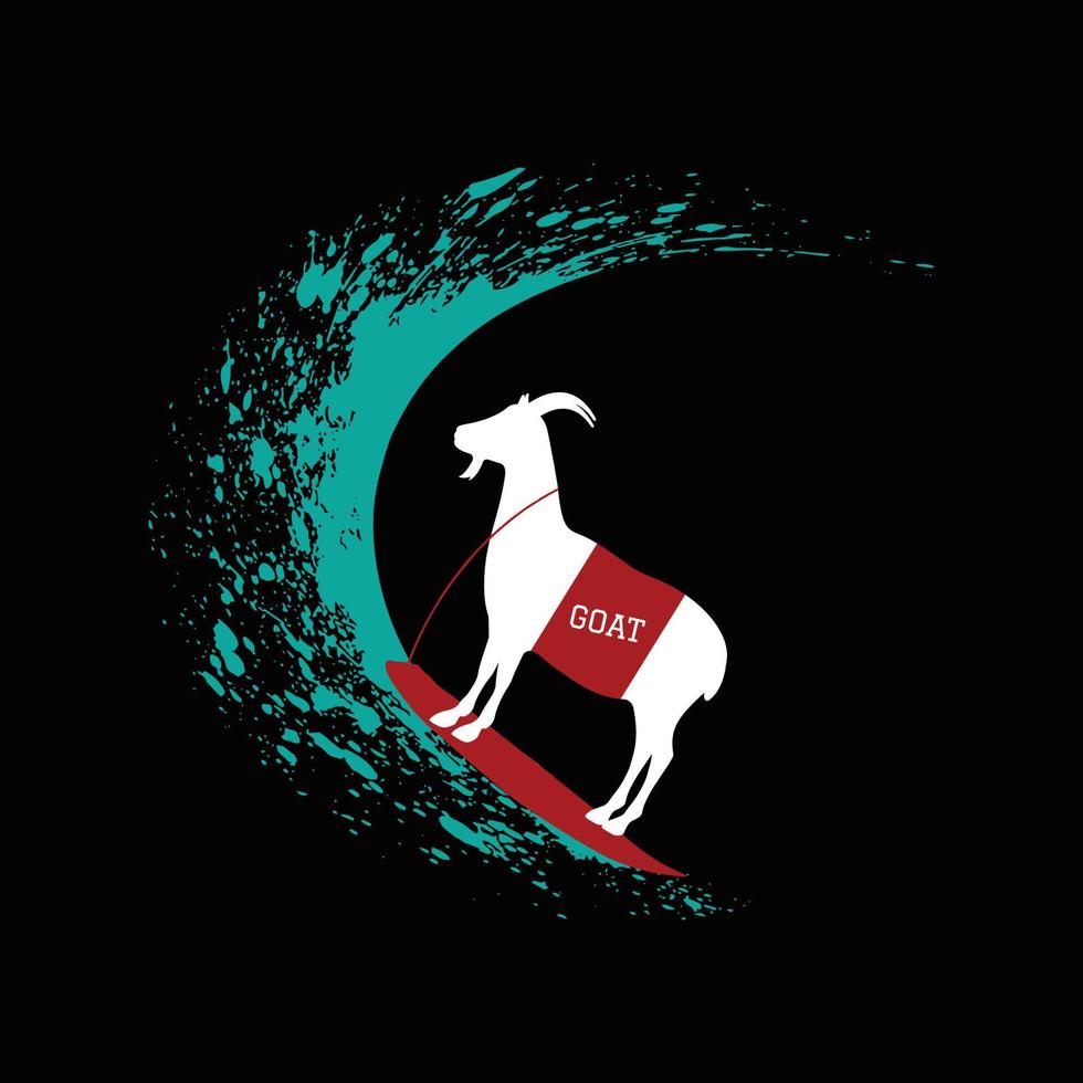 Goat Surfing T Shirt Design vector